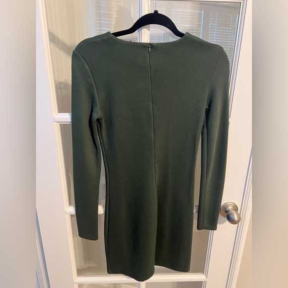 Zara Deep Olive Green Long Sleeve Bodycon Mini Dress - Picture 4 of 4